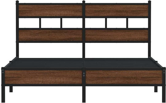 Doppelbett Holz Braun Eiche mit Lattenrost für Matratze 137x190cm