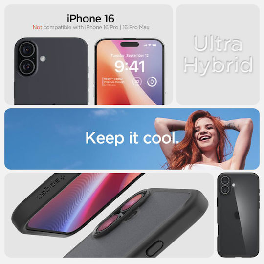 Spigen Ultra Hybrid Back Cover Plastic 2mm Frost Black (iPhone 16)