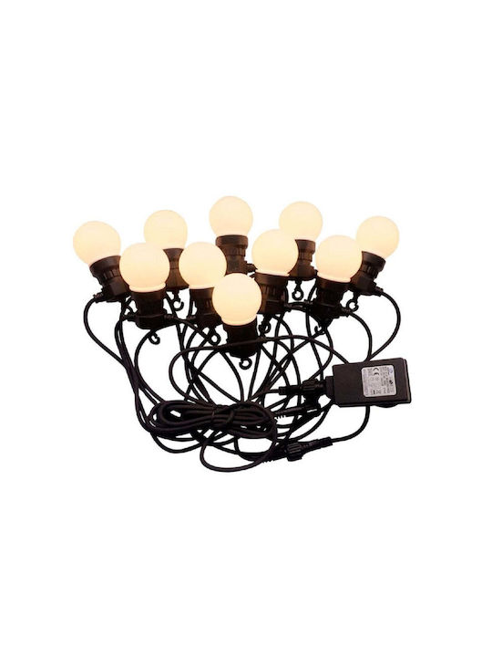 Ghirlandă Luminoasă 10 Becuri LED Mate Lungime 10m Cablu Negru Lumină Caldă pentru Exterior Ghirlandă Luminoasă 10 Becuri LED Mate Lungime 10m Cablu Negru Lumină Caldă pentru Exterior