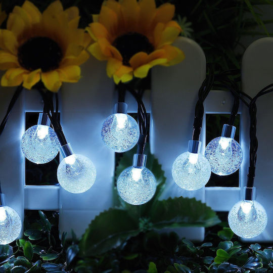 Ghirlandă Solară 20 LED RGB IP44 4.85m Cablu Negru