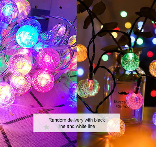 Ghirlandă Solară 20 LED RGB IP44 4.85m Cablu Negru