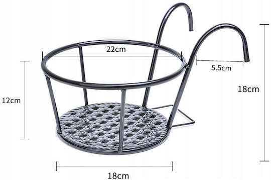 Donica Balcony Planter Hanging Metal Frame Black 22cm