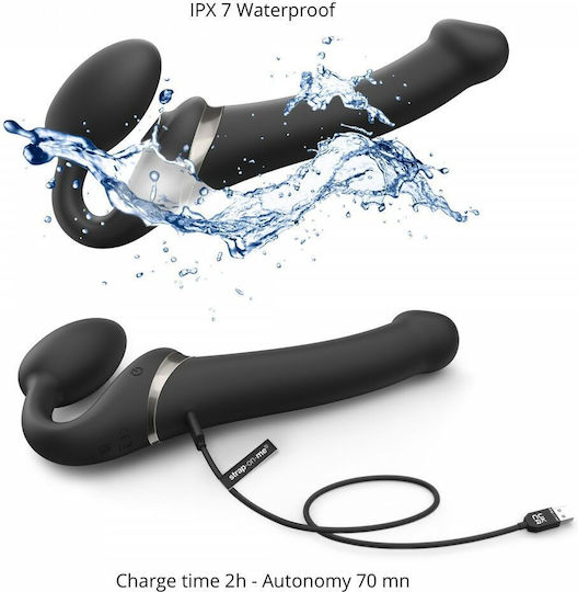 Strap On Me Fără bretele Strap On cu Dildo 2cm cu vibrație în Culoare Negru