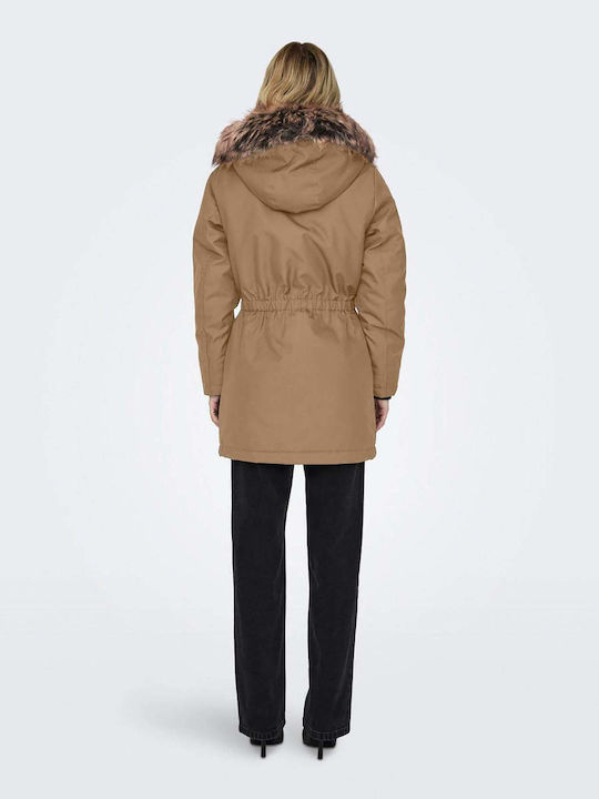 Iris Women's Short Parka Jacket for Winter Tigers Eye