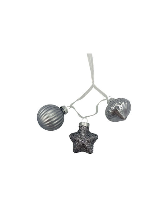 Silberne Weihnachtsbaumschmuck Set 3 Stück