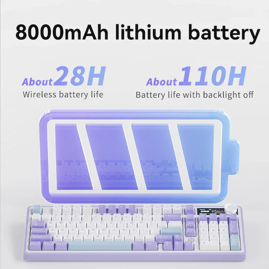 Ajazz AK980 Wireless Gaming Mechanical Keyboard with Merrard switches and RGB lighting (English US) Purple