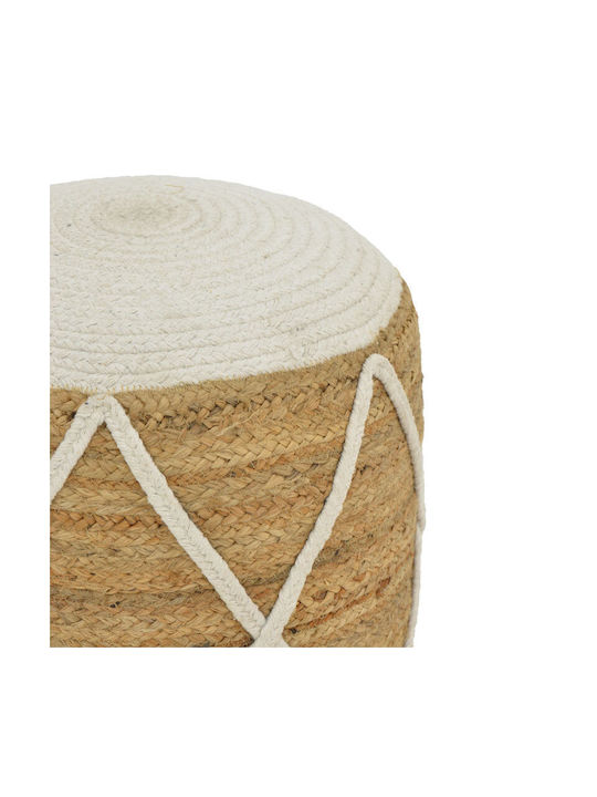 Stool For Living Room Wicker Maroc Natural and White Shade 40x40x45cm