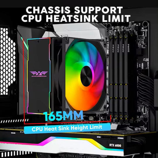 Armaggeddon Tritron Pro 100 Gaming Middle Tower Carcasă Calculator cu Fereastră Laterală Alb