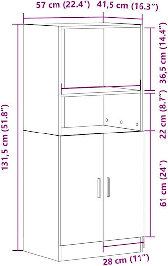 Στήλη Κουζίνας Μαύρο 57x41.5x131.5εκ.