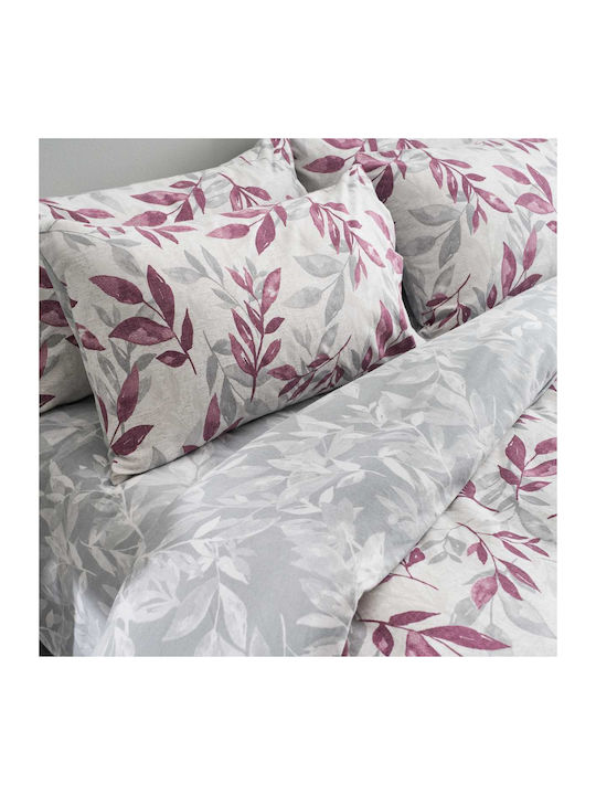 Vesta Home Cotton Duvet Cover Set 230x240cm Double With 2 Pillowcases Aspa Purple