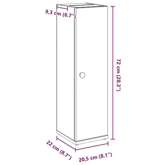 vidaXL Badezimmerschrank B20.5xT22xH72cm Schwarz