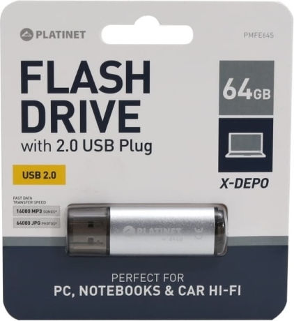 Platinet X-Depo 64GB USB 2.0 Стик Сребрист