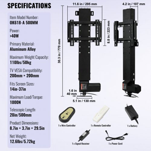 Vevor 28CDSTSZJ00000001V2 Βάση Τηλεόρασης Τοίχου έως 32" και 60kg