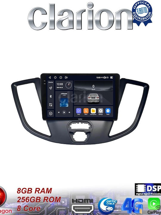 Clarion Sistem Audio Auto pentru Ford Tranzit 2013 > 2018 (Bluetooth/USB/WiFi/GPS/Apple-Carplay/Android-Auto) cu Ecran Tactil 9.5"