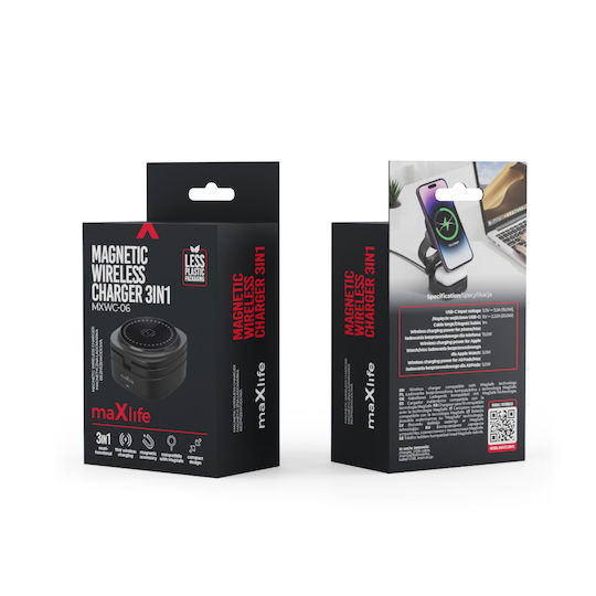 Maxlife Încărcător Wireless (Qi Pad) 15W Negruς (MXWC-06)