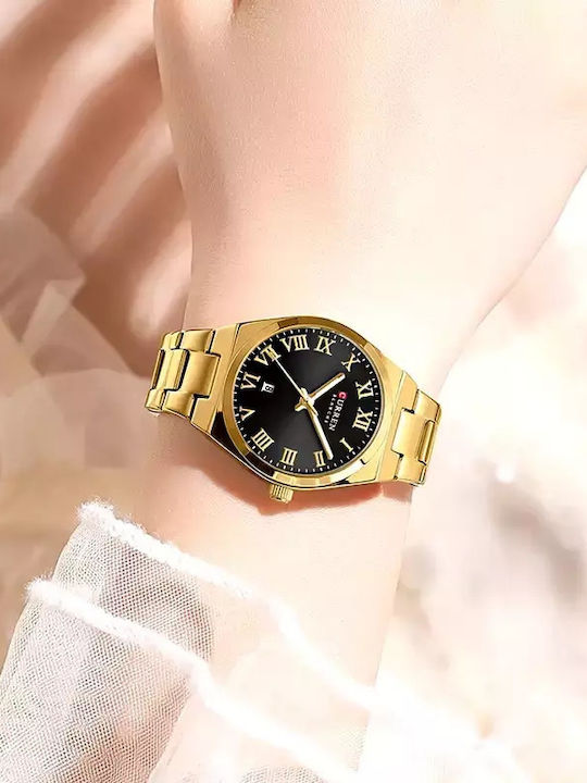 Curren Дамски Часовник 30mm Кварцов с Златен Метална Верижка