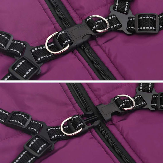 vidaXL Purple Fleece / Waterproof Dog Coat