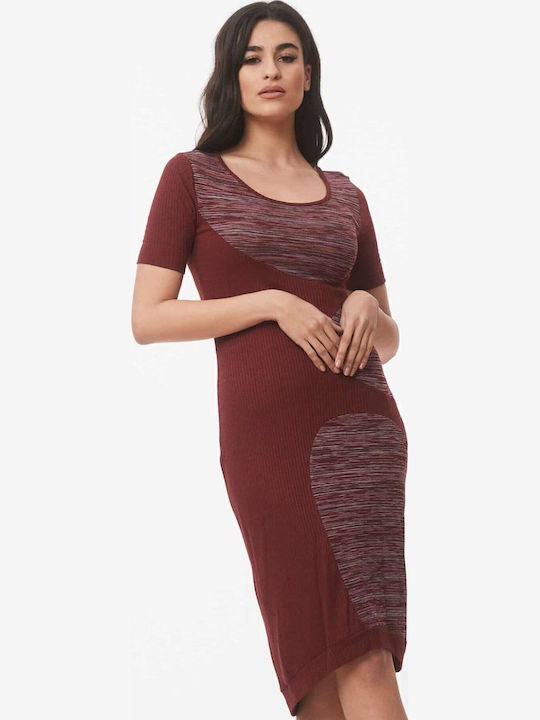 Midi Damenkleid Burgundisch