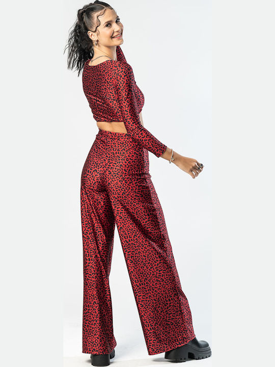 Women's Pantaloons in Regular Fit Leopard Red