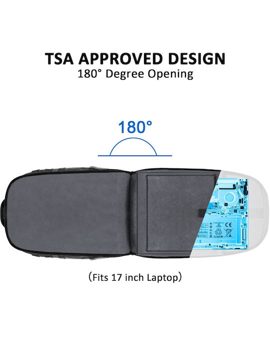 Matein Αδιάβροχη Τσάντα Πλάτης για Laptop 17.3" σε Μαύρο χρώμα 6056