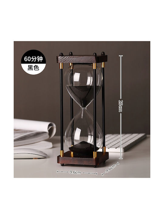 Office Hourglass Decoration from Glass 25x10x25cm in Black color