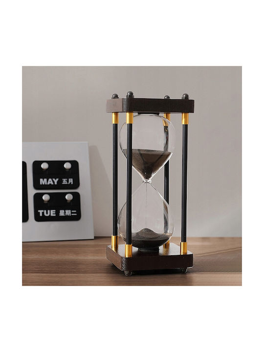 Office Hourglass Decoration from Glass 25x10x25cm in Black color