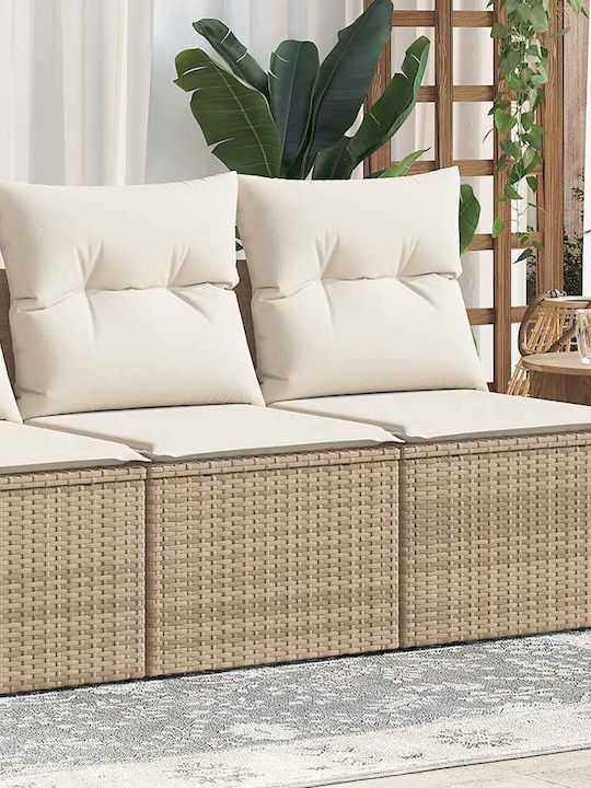 Two-Seater Outdoor Sofa Rattan with Cushions 55x55x69cm