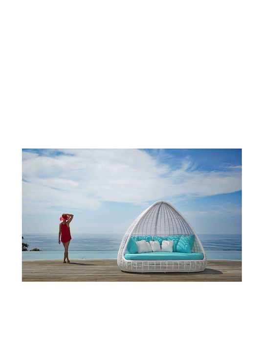 Șezlong Pat Monov Shade Aluminiu cu Pernă Albă 250x215x193cm