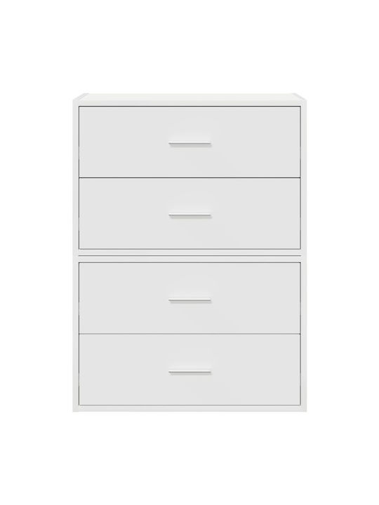 Wooden Chest of Drawers with 4 Drawers White 60x31x60cm