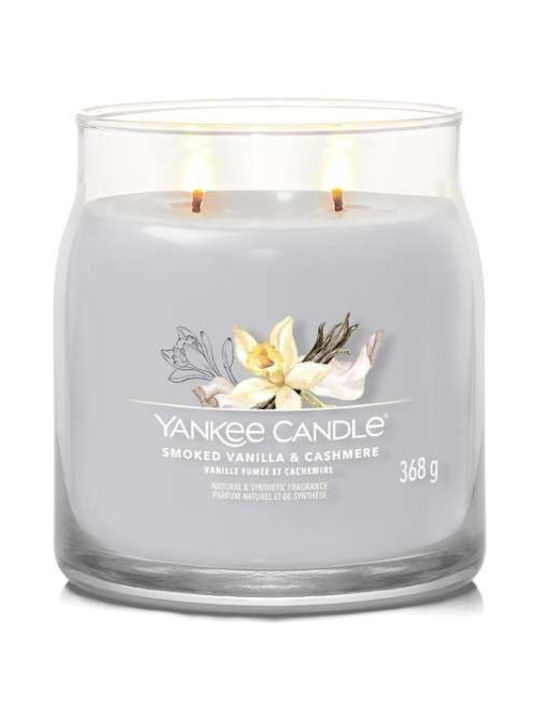 Yankee Candle Scented Soy Candle Jar with Scent Smoked Vanilla & Cashmere Signature Gray 368gr 1pcs 1630023