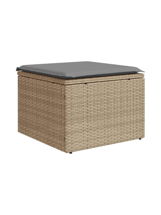 Băncuțe De Grădină Cub Pentru Exterior Rattan Cu Pernă Bej 2 Buc 55x55x37cm