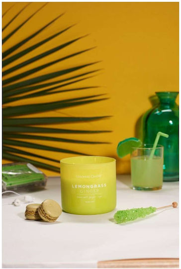 Scented Candle 3 wicks Glass Container Lemongrass Ginger 411 Line Pop Color