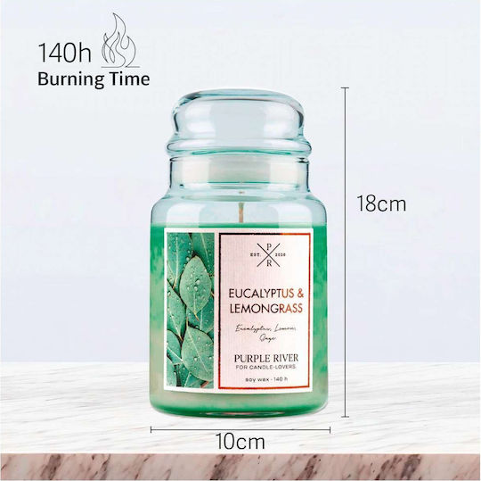 Purple River Αρωματικό Κερί Σόγιας σε Βάζο με Άρωμα Lemongrass 623gr