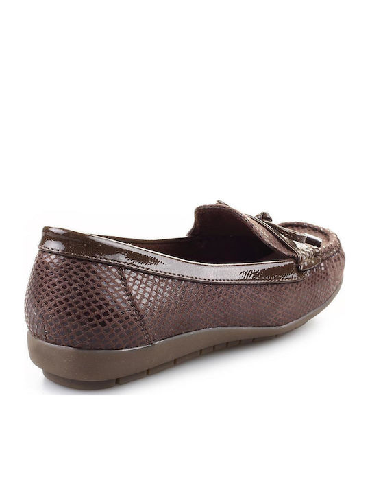 Leather Women's Moccasins in Brown Color