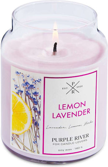 Αρωματικό Κερί Lemon Lavender A916 10x18cm 623gr Pink Purple River Κερί Σόγιας