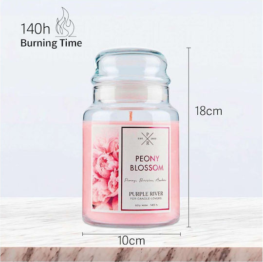 Lumanare aromatica Floare de Paeonia A912 10x18cm 623gr Lumanare de soia roz mov River