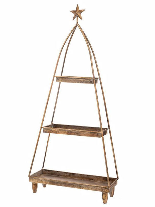 Iliadis Δίσκος Τριώροφος Μεταλλικός Χρυσός 39x15x86cm 88961