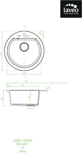 Laveo Dafne Chiuvetă De Bucătărie Drop-In 51x51cm Gri