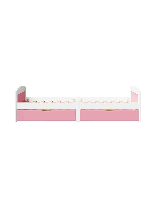 IRUN Pat pentru Copii Single cu Spațiu de Depozitare Alb pentru Saltea 90x200cm