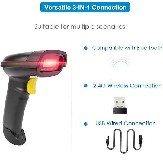 Netum Scanner portabil Wireless cu capacitate de citire a codurilor de bare 2D și QR