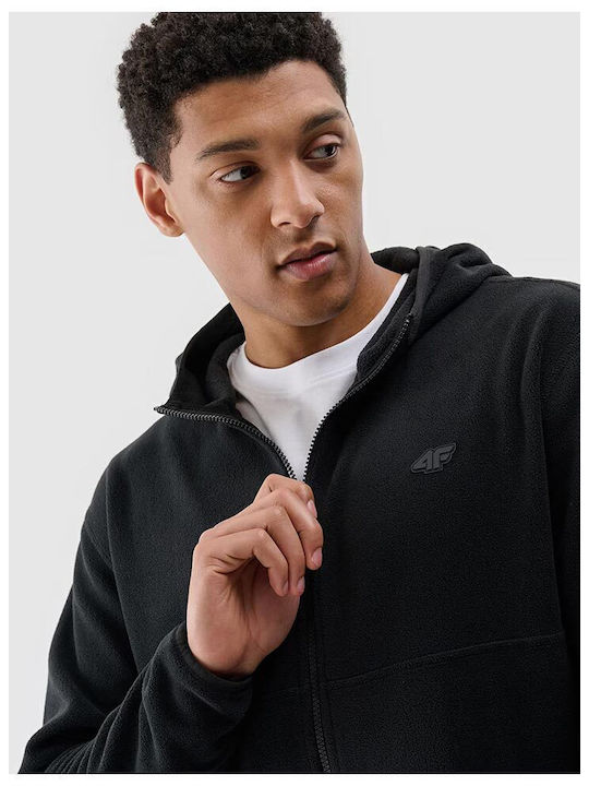 Men's Fleece Jacket Hooded Black