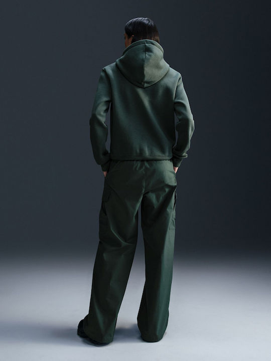 Long Women's Sweatshirt Hooded Vintage Green / Sail