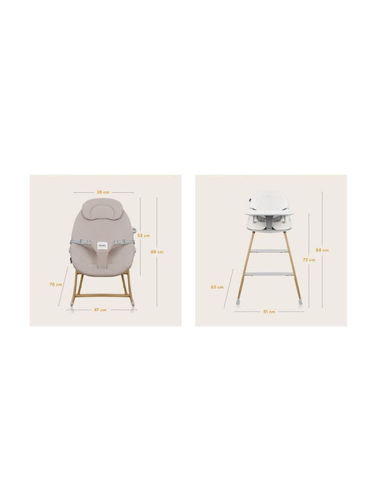 Lionelo Dalia Baby Hochstuhl 4 in 1 mit Höhenverstellbar Grau Stein Natur