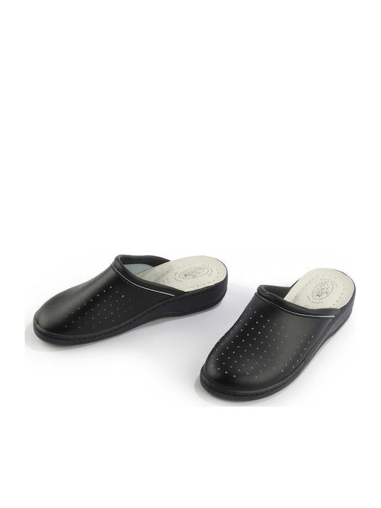 Κλειστές Δερμάτινες Χειμερινές Ανδρικές Παντόφλες Μπλε