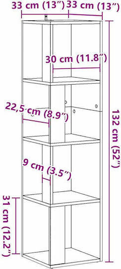 Corner Wall Shelf Oak 33x33x132cm