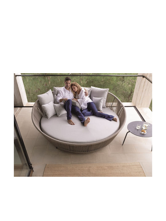 Șezlong-Krevet Single Rodona din Aluminiu cu Pernă Bej 227x218x81cm