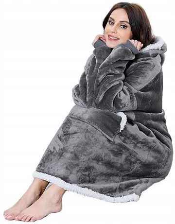 Velvet Blanket with Sleeves 78x85cm Grey