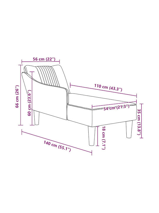 Recliner Stoff Gray L140xW56xH66cm