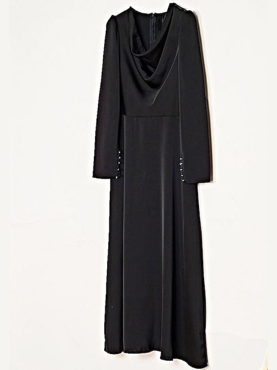 Cuca Dress Satin Draped Black