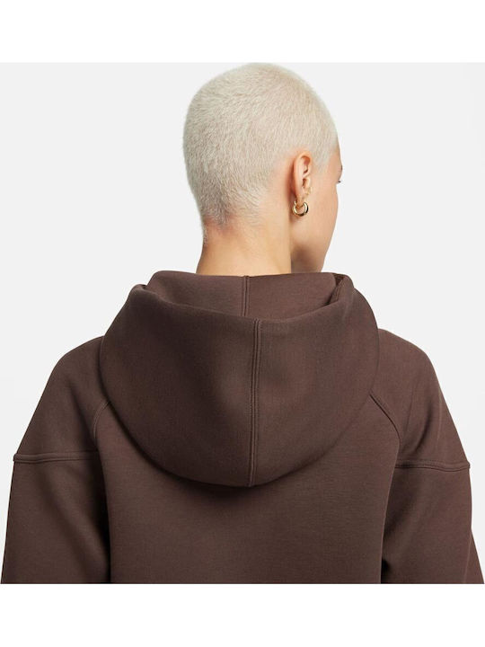 Women's Sweatshirt Jacket Hooded Brown